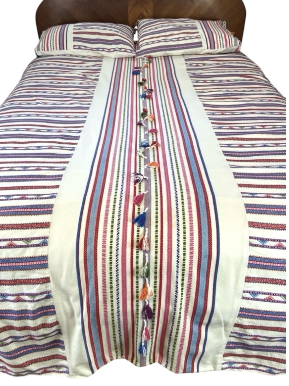 Anthropologie Woven Rosado Duvet Cover And Pillow Shams Set